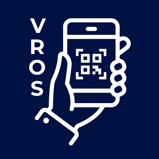 White icon of a hand holding a phone with a QR code, used for Vacation Rental Ops branding.